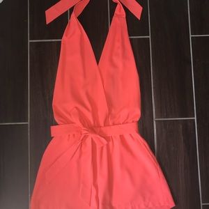 SOLD Coral One Piece Shorts Romper
